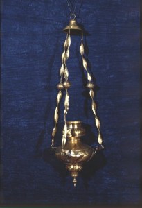 Bronze vigil lamp from Klonari village, 16th century, after treatment, by A.Georgiadis, 1991.